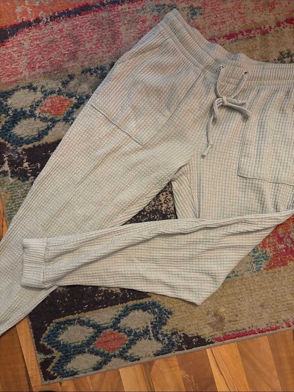 Women’s Light Green Waffle Knit Jogger Pants